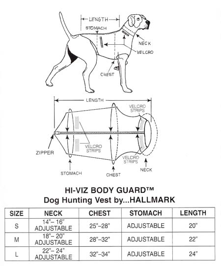 Dog Hunting Vest Size Chart